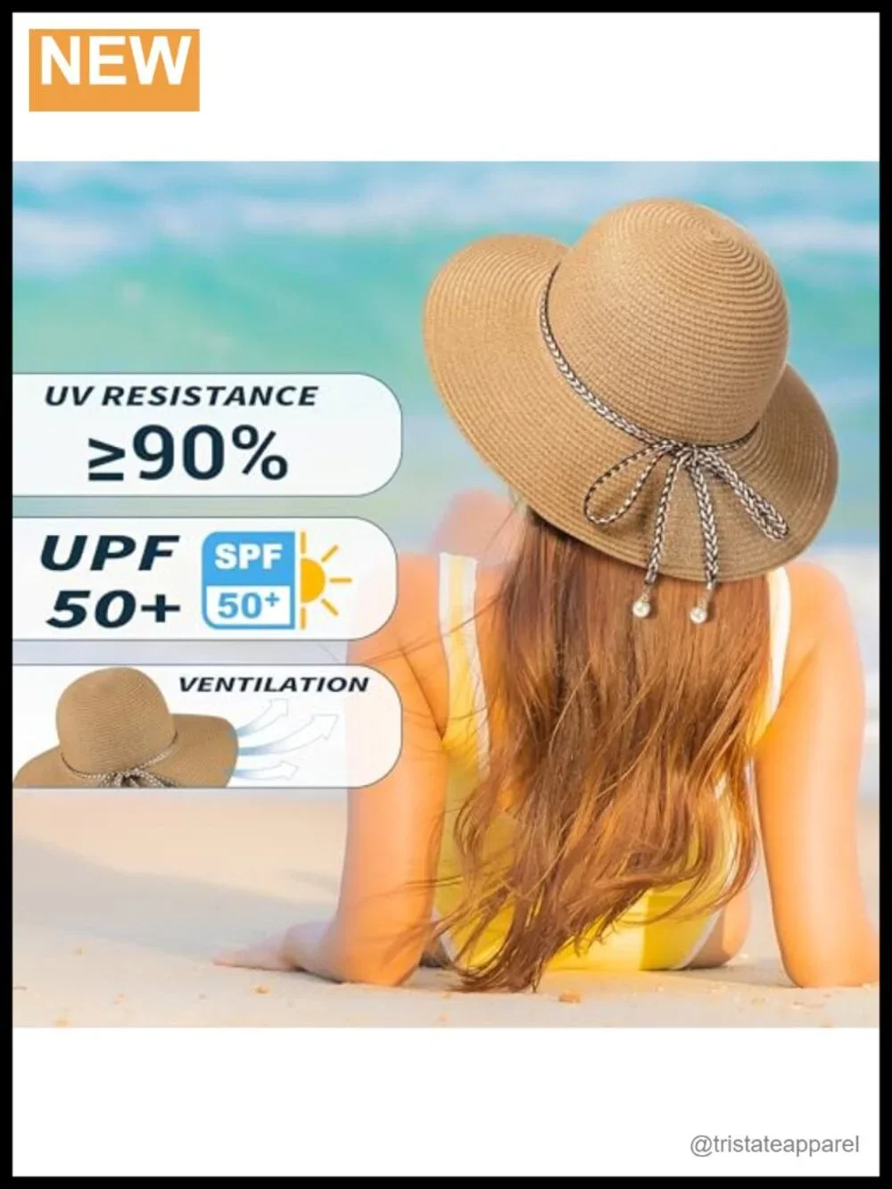UPF 50+ Straw Sun Hat Women Wide Brim Packable Beach